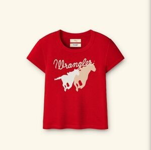 Cherry x Wrangler Women's Cowgirl Fitted Baby Tee (Red)
